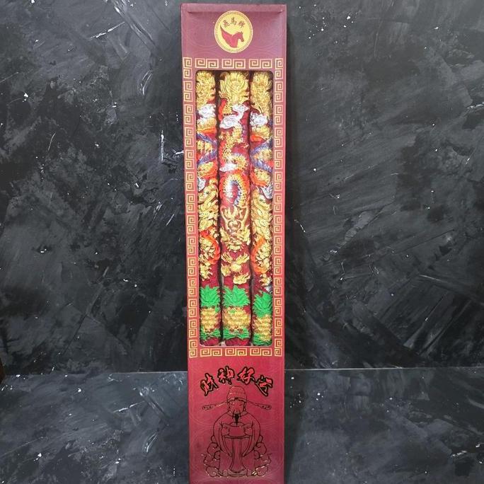 TERLARIS - Hio Naga 3 Batang 50 Cm Dewa Cai Shen Ye Dewa Rejeki Bahan Dupa Kayu Cendana Alami