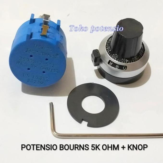 Potensio Bourns 5K Ohm + Knob Potensio Multiturn 10X Putaran Terbaru