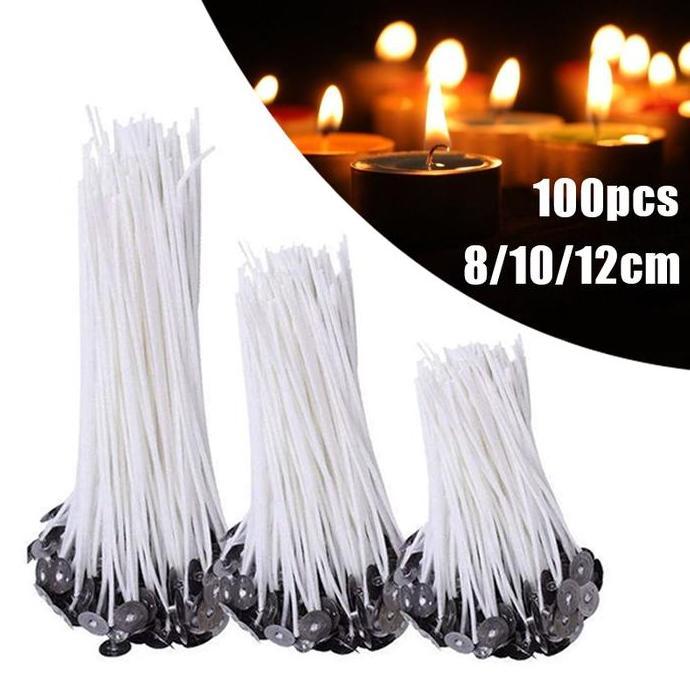 5Alambarka - 100Pcs Sumbu Lilin Gelas Cotton Wick Cotton Wicks Candle Sumbu Lilin Katun Diy Sumbu Li
