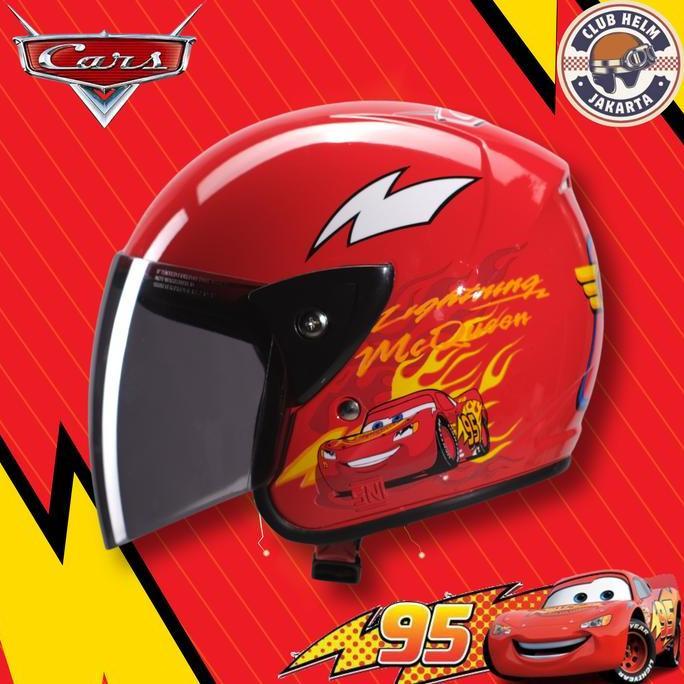 TERMURAH - Helm Anak Junior Half Face Karakter Mobil Cars Mcqueen untuk Sepeda Motor