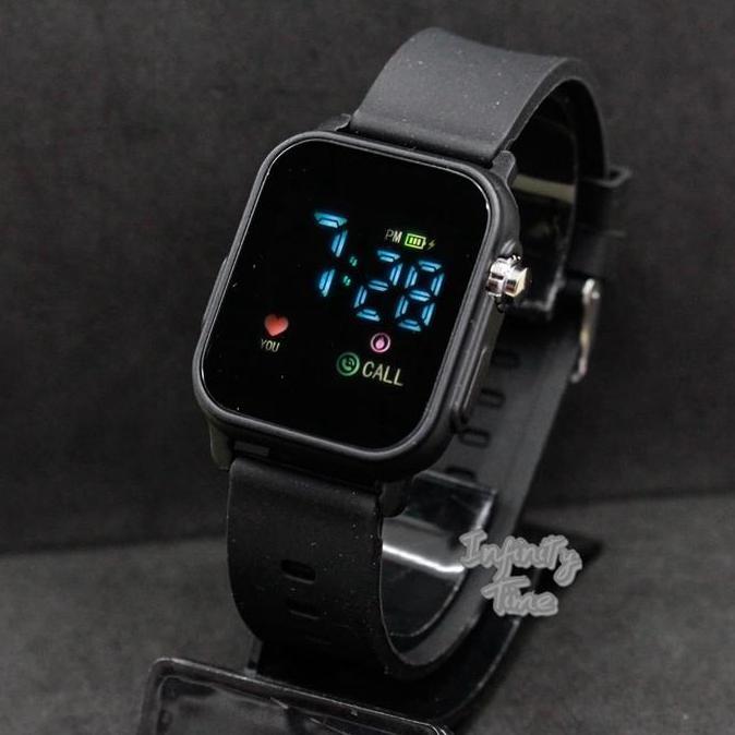 Vromdakar - Jam Tangan LED Watch JSS3642 Kotak Cewek Cowok Strap Karet