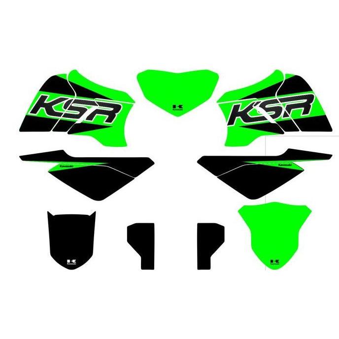 Decal stiker motor KSR fullbody Motif simpel hijau hitam D-KSR-001