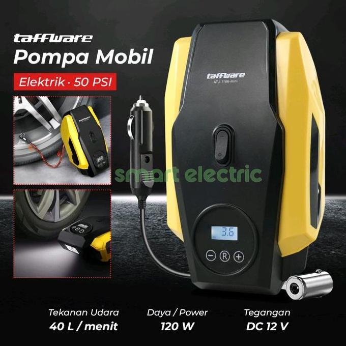 NEW Taffware Inflator Pompa Elektrik Ban Mobil 50 PSI Tekanan Angin Kendaraan