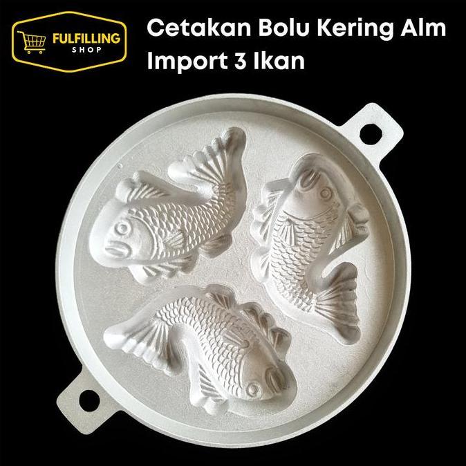CETAKAN BOLU KERING/ KUE CUBIT ALUMINIUM KW1 IMPORT 3 IKAN (LAMA)
