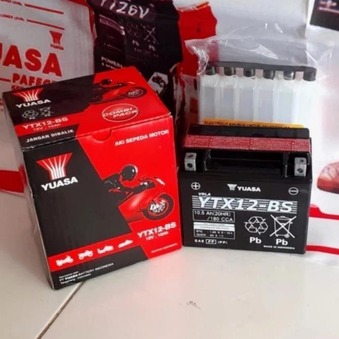 TERBARU - AKI BATERAI KERING YUASA YTX12 BS 12V 10AH KAWASAKI NINJA