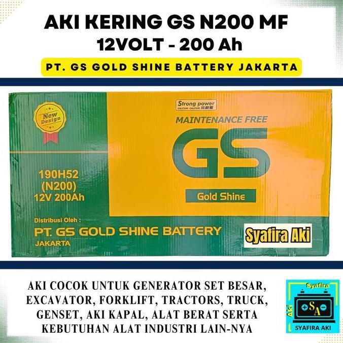 TERBARU - AKI KERING N200 GS MF 200AH UNTUK KAPAL, GENSET, EXCAVATOR