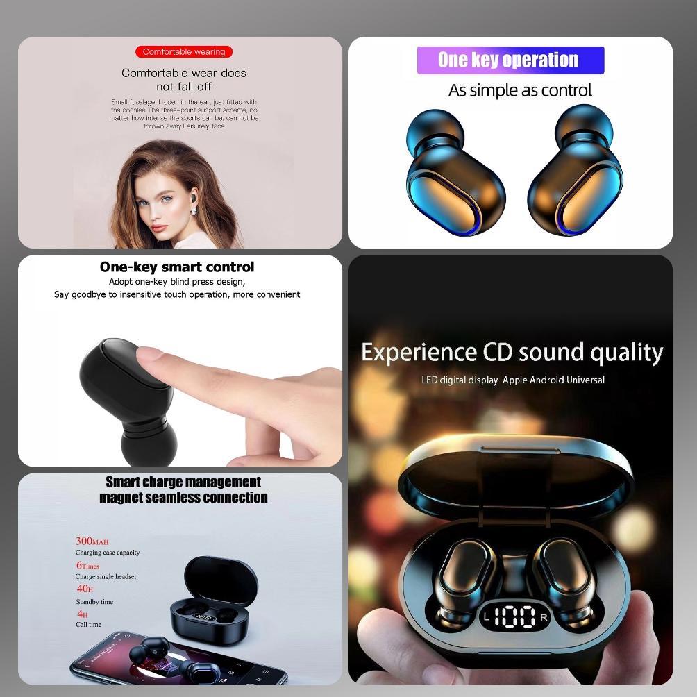 PROMO Jovitech TWS Earphone Bluetooth Wireless Earbuds Digital Click Button LED Display Waterproof -