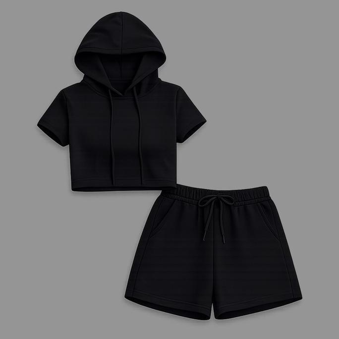 KSE-18 set baju olahraga gym senam wanita style korea hitam
