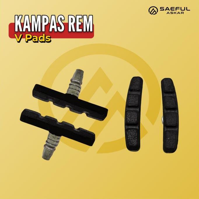 Kampas Rem Sepeda V-Brake 70mm Kanvas Rem Karet Hitam Model V Sepeda Gunung Lipat BMX MTB