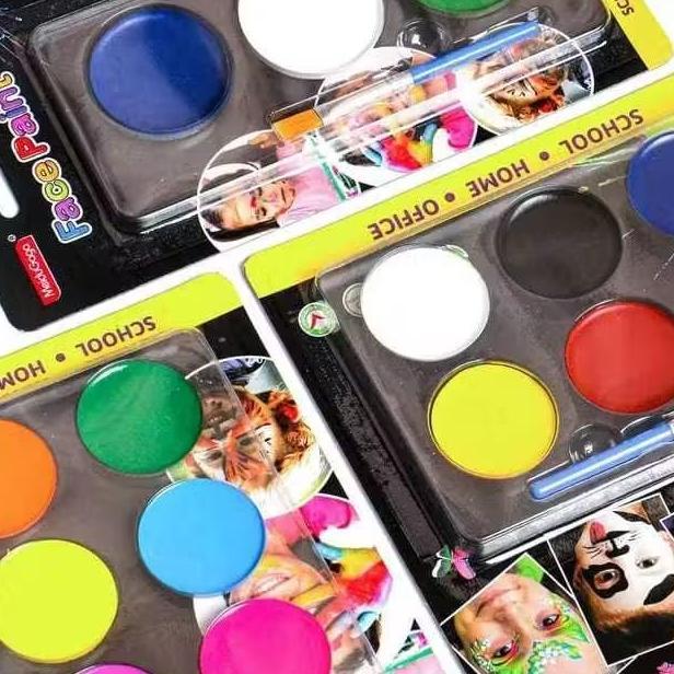 Portable boxed washable water based body face make up paint for kids Body and Face paint kit for kid