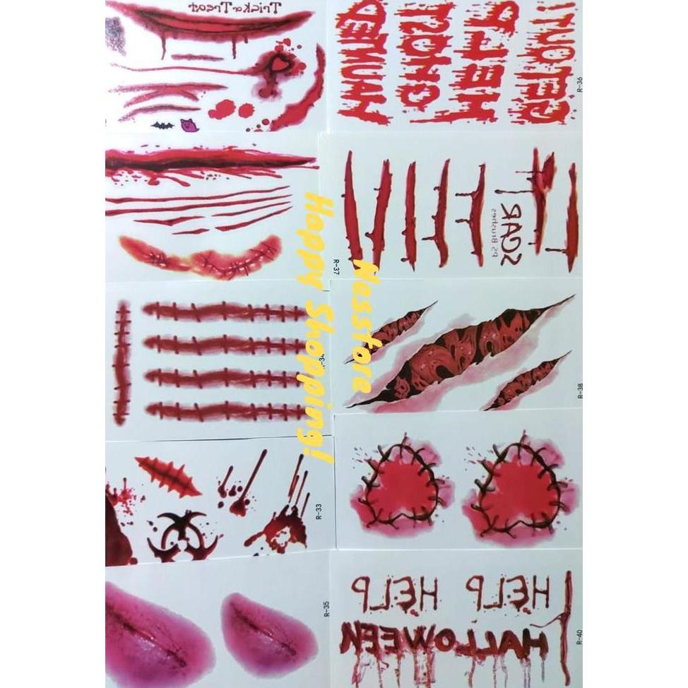 30Pcs Tatto Luka Tato Scars Prank Halloween