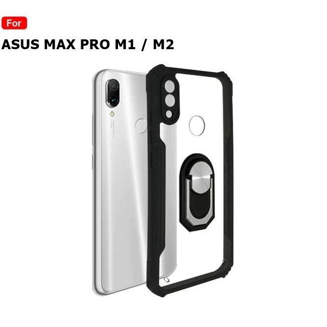 Case untuk Asus Zenfone MAX PRO M1 M2   i-Ring Standing Transparan CLEAR Armor Fuze Bening With Kick
