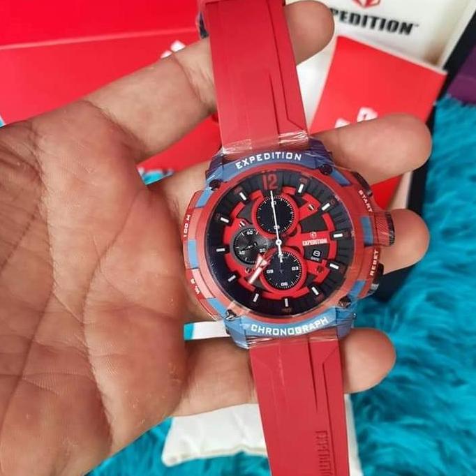 JAM TANGAN PRIA EXPEDITION E6781 E 6781 RED TOMBOL BLACK ORIGINAL