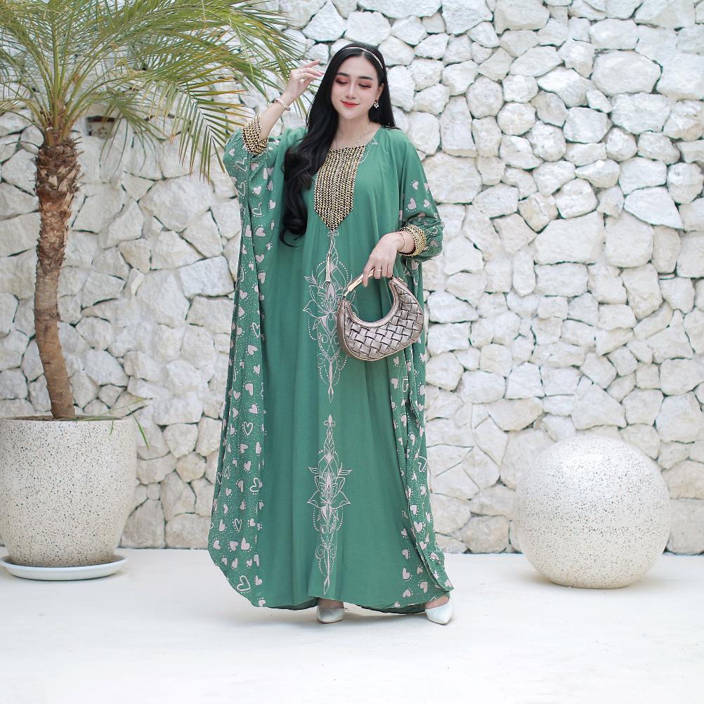 new deals kaftan renda sultan busui/motif love/ rayon premium cantik formal gamis muslim dres