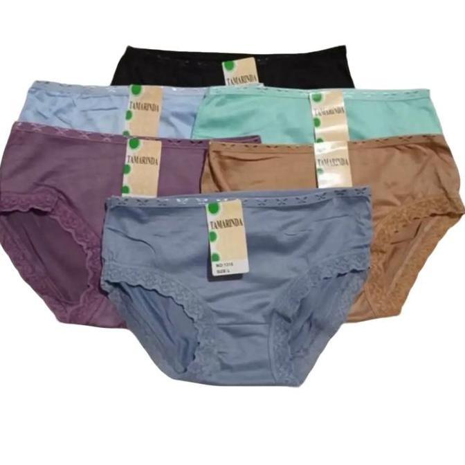 Lusinan Cd Tamarinda/Teli/Faylin / Celana Dalam Wanita Dewasa Motif Polos Renda Nyaman Dipakai Katun