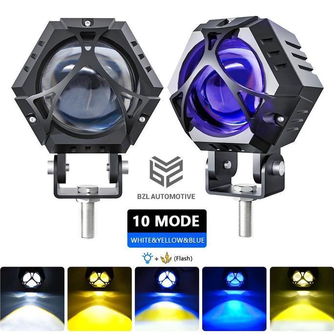 TERLARIS BZL LAMPU SOROT LED LAMPU TEMBAK MOBIL MOTOR TA WARNA PUTIH KUNING BIRU 10 MODE BISA STROBO