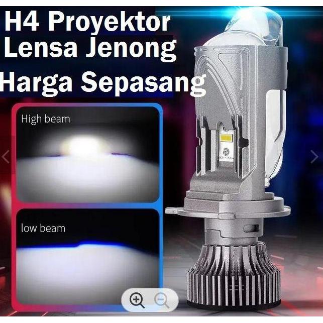 LAMPU LED H4 PROYEKTOR HYPERBOLOID BILED MOBIL V9 PROJIE MINI LENS //