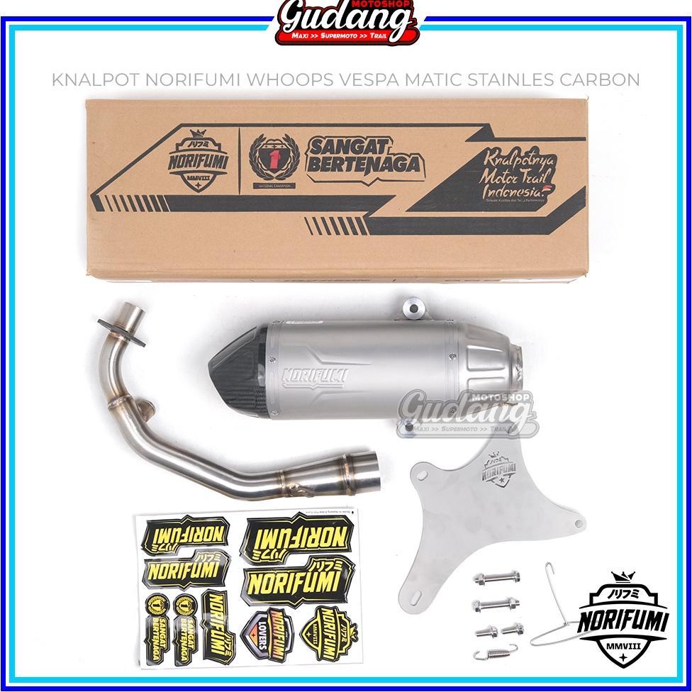 Knalpot Norifumi Whoops Vespa Matic Stainless Carbon Vespa Sprint Prima S LX125 GTS 150 Matic [S2]