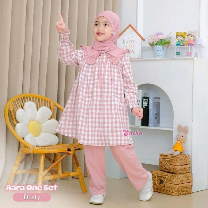Okeajalah- Aara One Set By Sacha - Oneset Anak Baju Anak Model Kotak Baju Anak Motif Kotak Setelan A