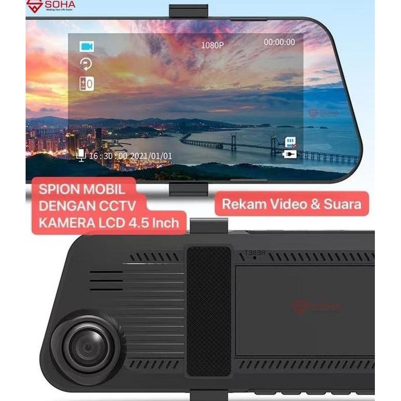 AM-30 Kamera Mobil Spion CCTV Mobil DVR Dasbor Cam di Spion 2 Kamera