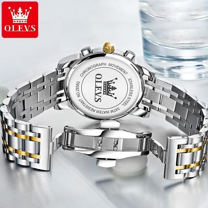 Boshi- Olevs Jam Tangan Pria Tahan Air Cowok Multifungsi Luminous Kalender Bisnis Analog Elegan Berg