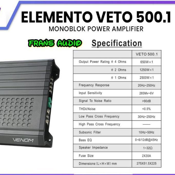 Power monoblock Venom Ellemento Veto .1 monoblok Venom Elemento