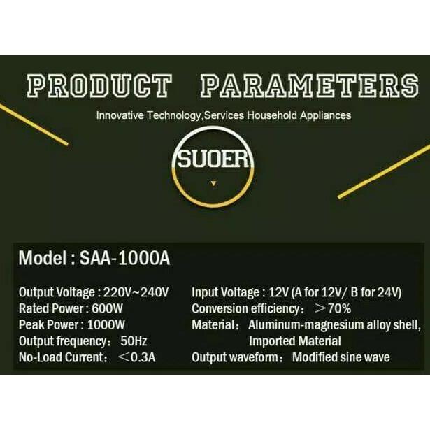 Inverter 1 watt chager aki mobil 12V 10A SAA 100 SOUER