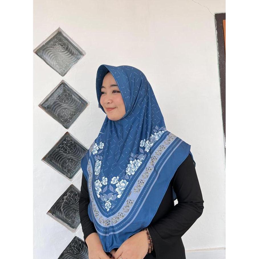 Heddosu- Jilbab Instan Daily Hijab Bergo Motif Bunga Printing Jersey