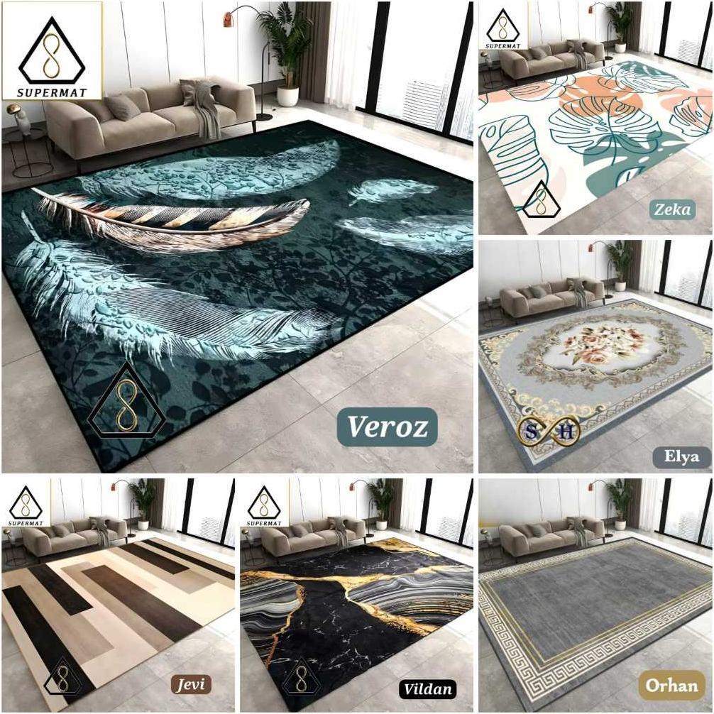 Karpet Lantai Style Eropa Import Polyester Lembut Tebal Size 100x150 cm | Ambal Meja Ruang Tamu kama