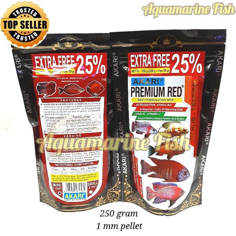 TERLARIS AKARI PREMIUM RED CICHLID 250GR ASTAXANTHIN PAKAN PELET IKAN CHICLID OSCAR CHANNA PARROT SU