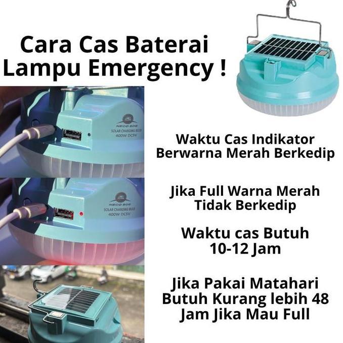 Litcx- Lampu Led Emergency Ufo 400W /Solar Panel Led/ Lampu Emergency Gantung Lampu  Taman  Outdoor 