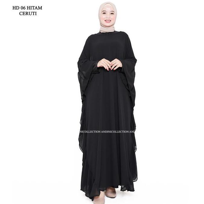 Shukyo- Andinicollection Abaya Kaftan Ceruti Crinkle Polos Hitam Nita Muslim Jumbo