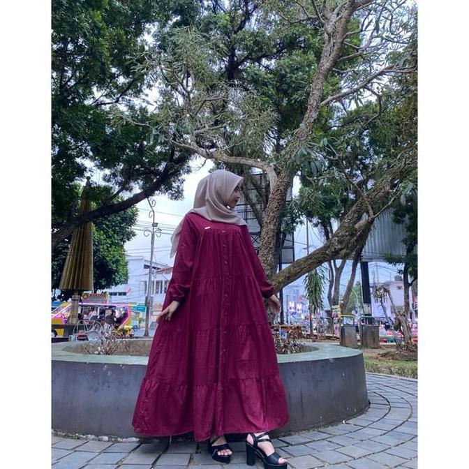 Shukyo- Syifazakia- Panjang 140 Shafiya Maxi Dress Bahan Rayon Twill Kancing Gamis