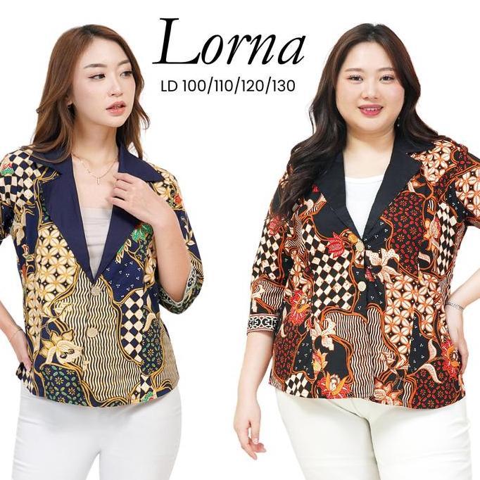 Lorna Ld100/110/120/130 Kardigan / Jas Batik Wanita Lengan 3/4 Katun Stretch Premium Jumbo Bigsize T