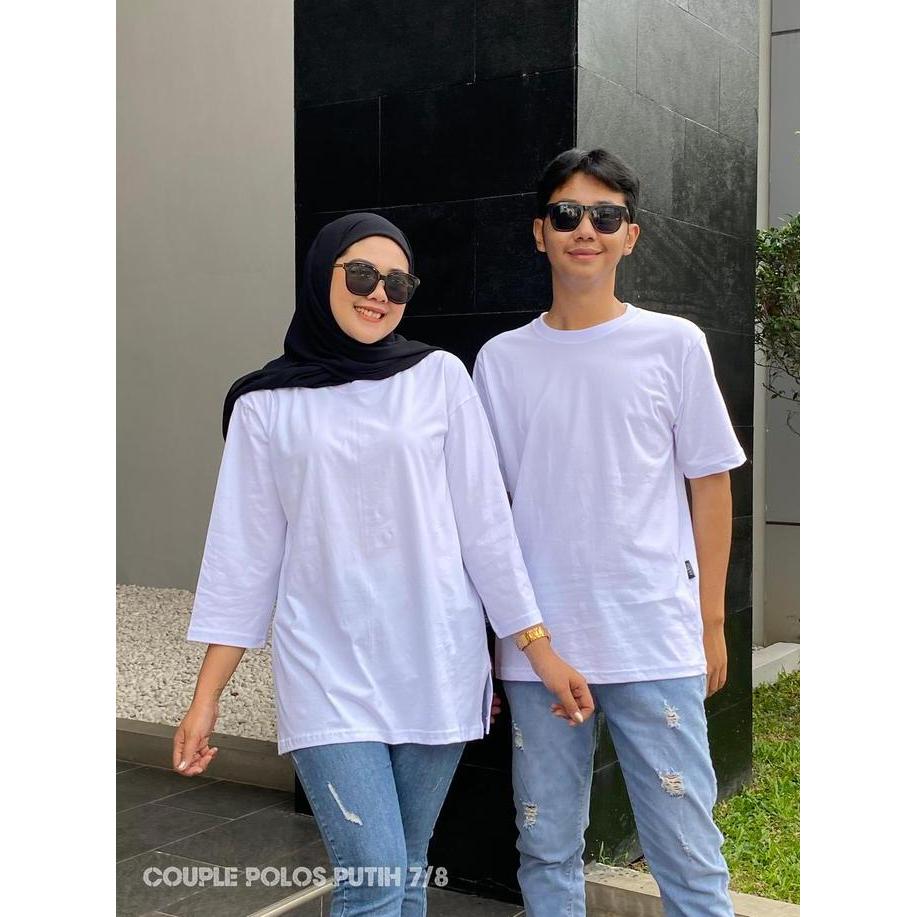 ALDIRA Kaos couple oversize putih polos / kaos oversize putih polos terbaru 2024 Wanita Pasangan Baj