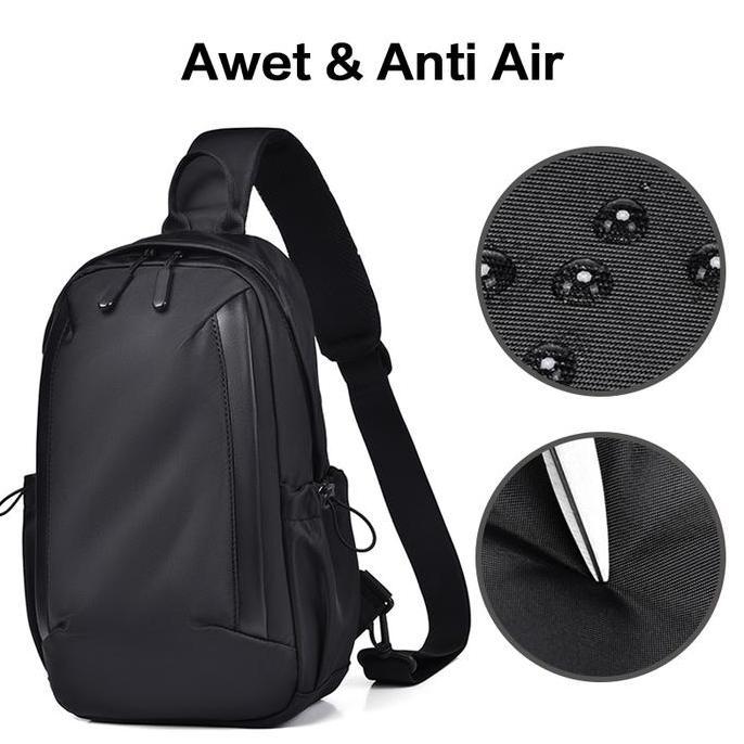 Younew- Techdoo Tas Selempang Pria Tas Itsbag Cowok Sling Bag Hitam Ts725