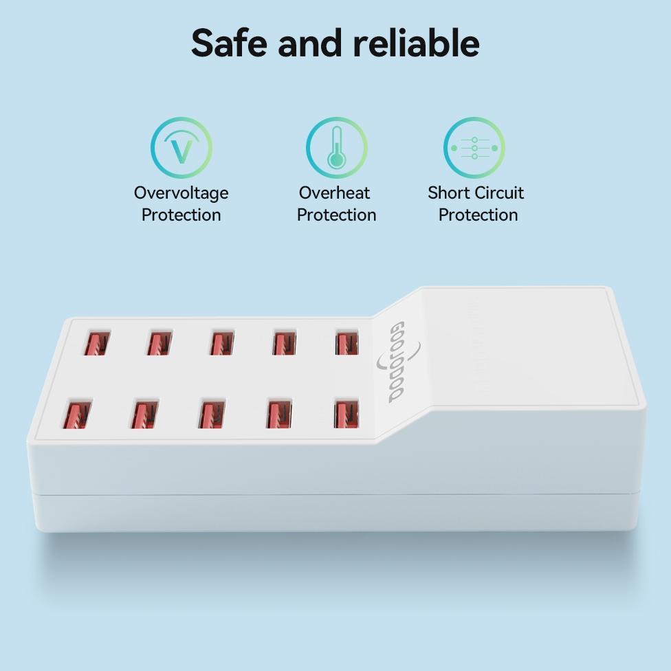 BEST DEALS Goojodoq Fast PD Charger 60W 10 Ports for iPhone Android Quick USB Charging Station Power