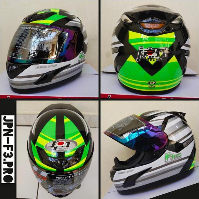 TERLARIS HELM JPN FULLFACE CORAK F3 PRO BK WH GREEN