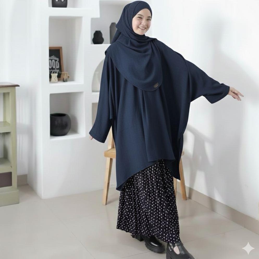 bestpromo delisha kaftan tunik | tunik wanita terbaru bahan crincle airplow premium size l,xl,xxl ju