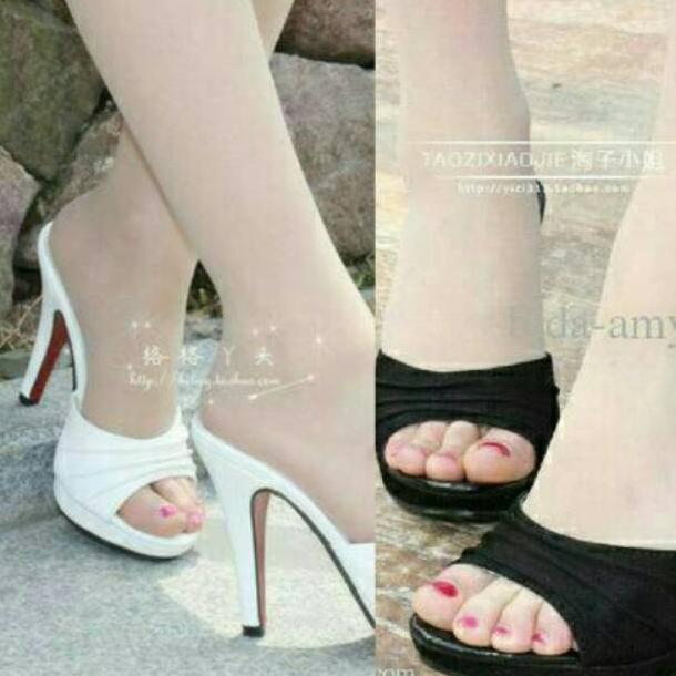 NEW DEALS Alice - Real Pic Sepatu Hak High Heels Tinggi Wanita Korea 9cm kokop hitam putih slop depa