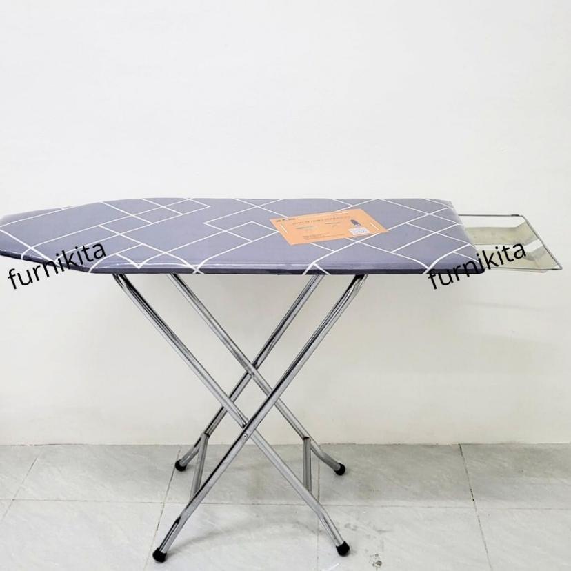 Meja Setrika Meja Gosok Lipat Kaki Besi Chrome Stainless