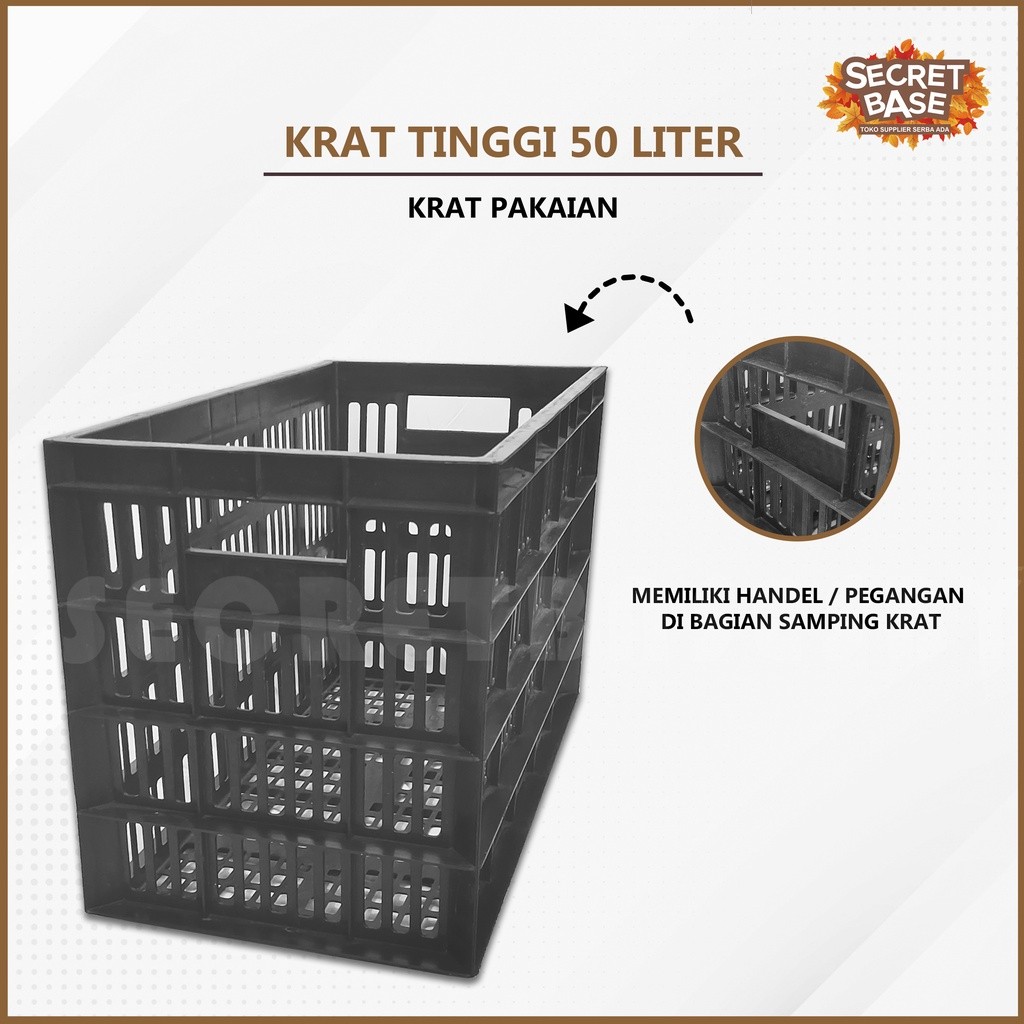 Krat Tinggi 50 Liter - Krat Rak Piring / Keranjang Pakaian Serbaguna