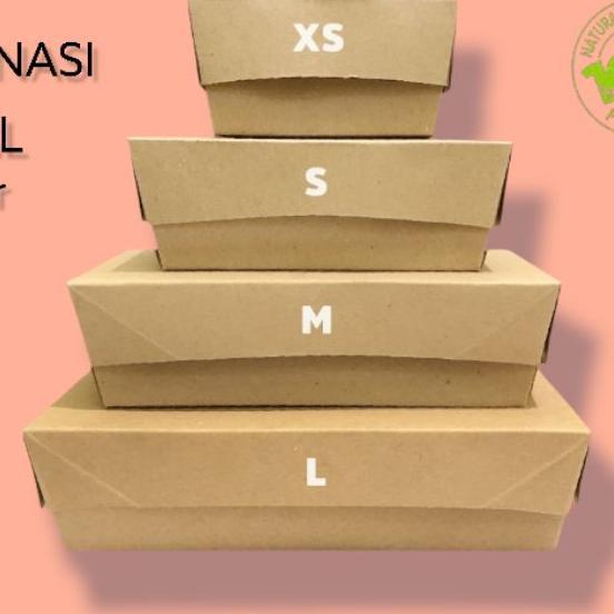 Paper Lunch Box ( M, L Isi 80 Pcs ) ( Xs, S Isi 100 Pcs ) Dus Nasi Lunch Bok Makanan Kekinian Paper 