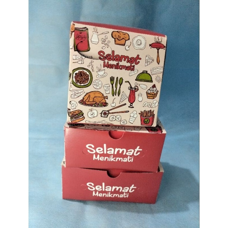 Isi 50 Pcs Dus Box Nasi Catering 18X18 Motif Kekinian Tebal 310 Gsm / Dus Nasi Kotak Tutup Sambung G