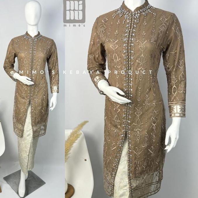 Mimos Kebaya/ Kebaya Tunik Payet setelan songket / Kebaya kondangan modern bahan tille sapto premium