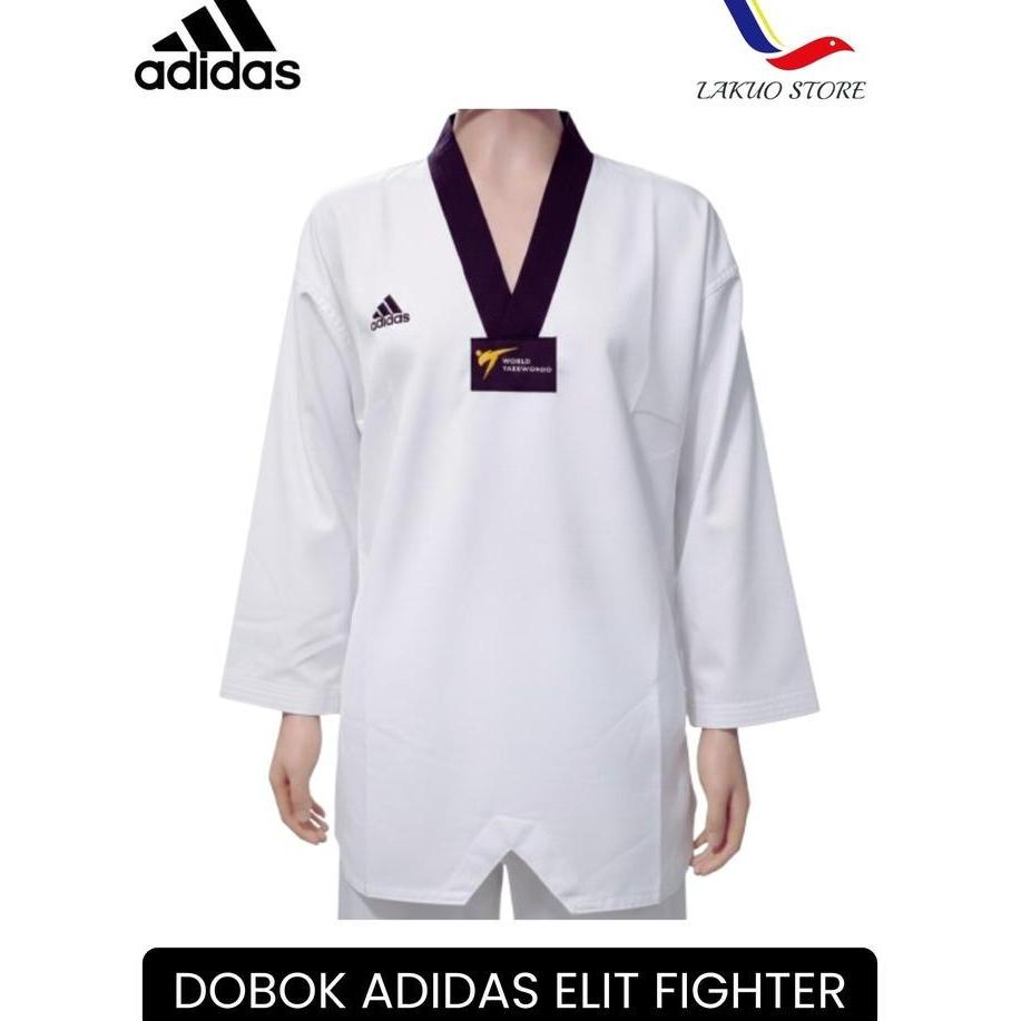 DOBOK ADIDAS ELITE FIGHTER / UNIFORM TAEKWONDO / ADIDAS KERAH HITAM (TERBAIK) (TERBARU) (TERMURAH)