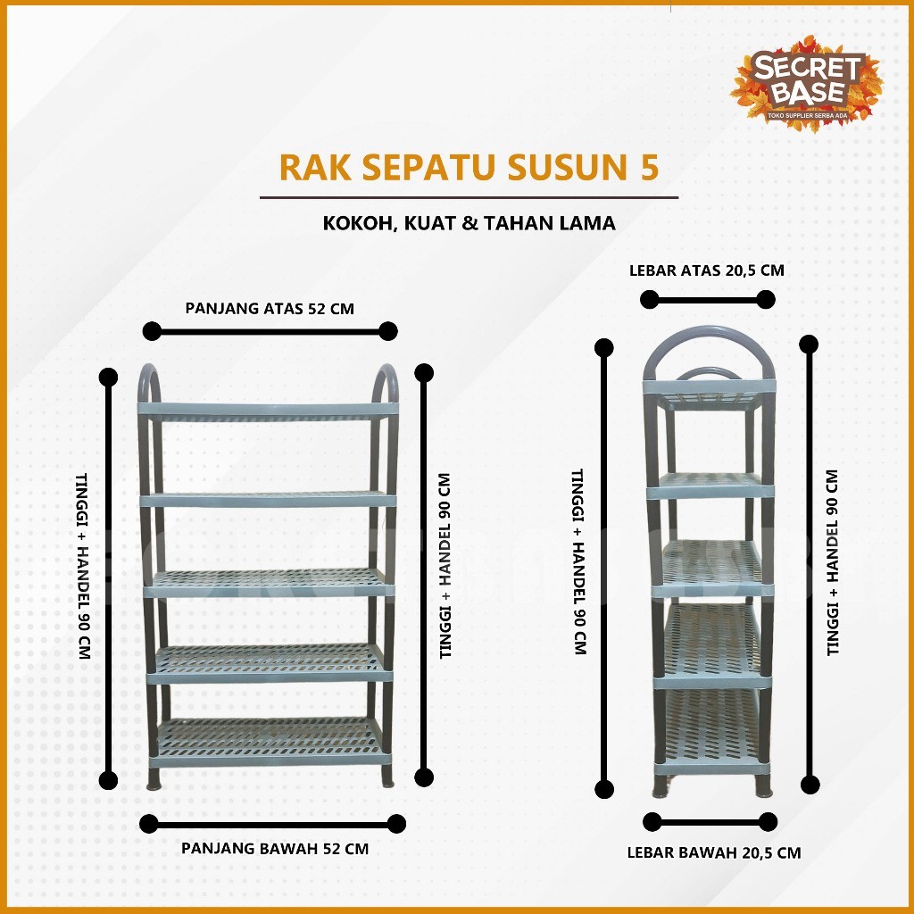 Rak Sepatu 5 Susun - Rak Besar / Tempat Sandal / Rak Sepatu Kokoh Plastik