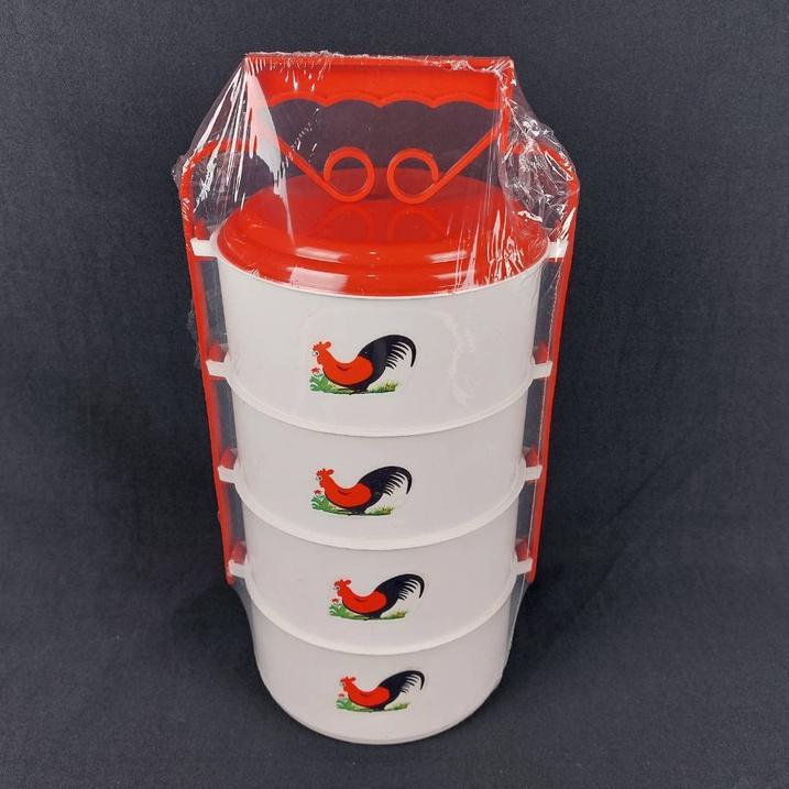 BESTPROMO Rantang Plastik Idola Ayam Susun 4 Putih Tebal