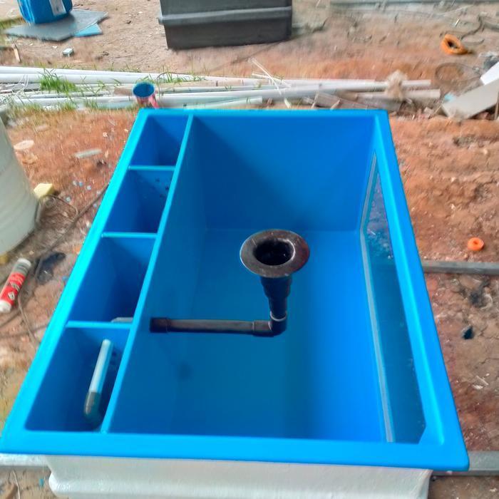 kolam ikan fiber gelass combinasi kaca + filter