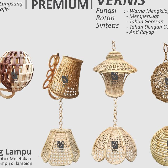 Kap Lampion Rotan, Lampu Hias Gantung Dekorasi Caffe Cafe, Lampion Model Jamur, Lampion Unik Viral T